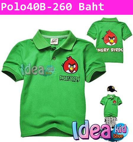 เสื้อโปโล RED ANGRY BIRD สีเขียว