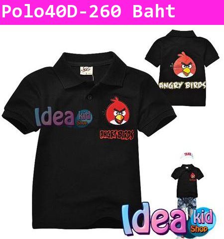 เสื้อโปโล RED ANGRY BIRD สีดำ