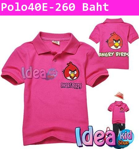 เสื้อโปโล RED ANGRY BIRD สีชมพูเข้ม