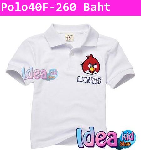 เสื้อโปโล RED ANGRY BIRD สีขาว