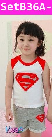 ชุดเสื้อกางเกง Superman Fanclub สีแดง