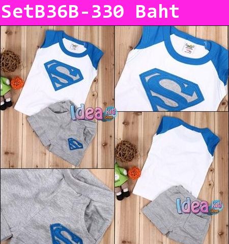 ชุดเสื้อกางเกง Superman Fanclub สีฟ้า