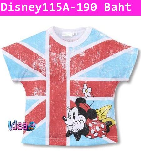 เสื้อแขนสั้น Disney ลายมินนี่เมาส์กับธงชาติอังกฤษ