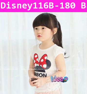 เสื้อแขนสั้น RIBBON MINNIE สีขาว