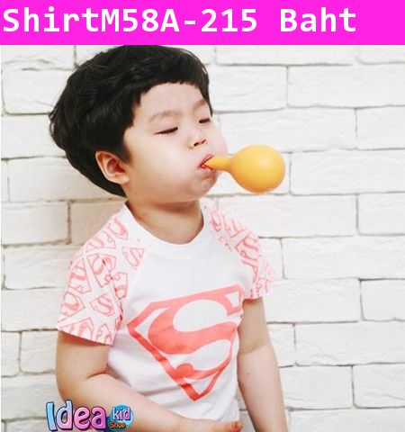 เสื้อแขนสั้น Mini Superman สีขาว