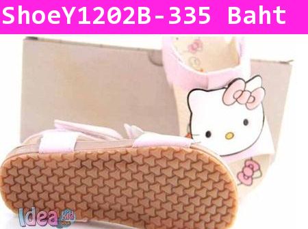 รองเท้ารัดส้น Hello Kitty ชิลล์ๆ สีชมพูอ่อน