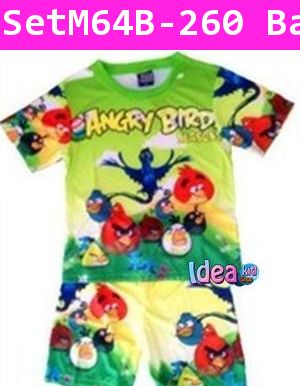 ชุดเสื้อกางเกง Angry Birds ครบทีม สีเขียว