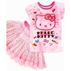 ชุดเสื้อกระโปรง-Hello-Kitty-กระโปรงลายจุด-สีชมพู