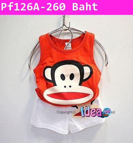 ชุดเสื้อกล้ามกางเกง Paul Frank หน้าใหญ่ เสื้อสีแดง