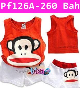 ชุดเสื้อกล้ามกางเกง Paul Frank หน้าใหญ่ เสื้อสีแดง