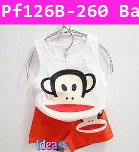 ชุดเสื้อกล้ามกางเกง Paul Frank หน้าใหญ่ เสื้อสีขาว