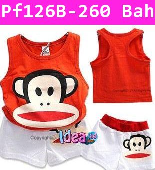 ชุดเสื้อกล้ามกางเกง Paul Frank หน้าใหญ่ เสื้อสีขาว