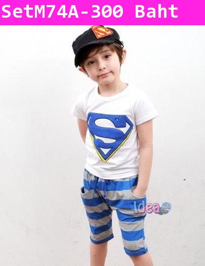 ชุดเสื้อกางเกง Superman ยอดมนุษย์ สีน้ำเงิน