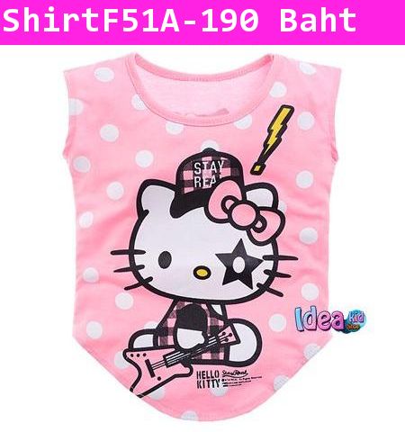 เสื้อแขนสั้น Hello Kitty Stay Real สีชมพูอ่อน