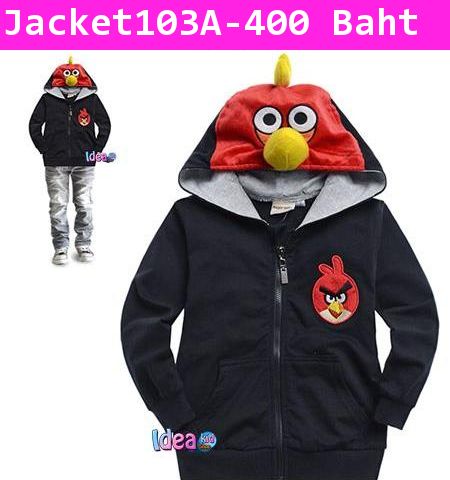 เสื้อแจ็คเก็ต ฉันคือ Angry Bird (ผ้าไม่หนา) สีดำ