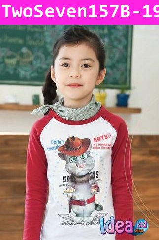 เสื้อแขนยาว Talking Tom Cat สีแดง