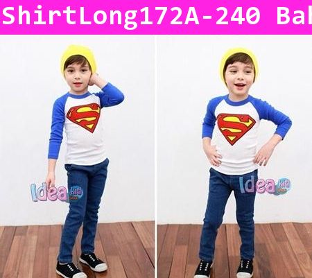 เสื้อแขนยาว Super Man ปราบเหล่าร้าย สีน้ำเงิน