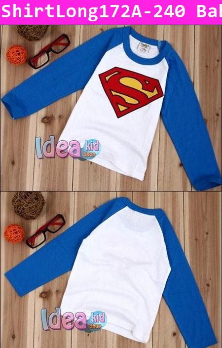 เสื้อแขนยาว Super Man ปราบเหล่าร้าย สีน้ำเงิน