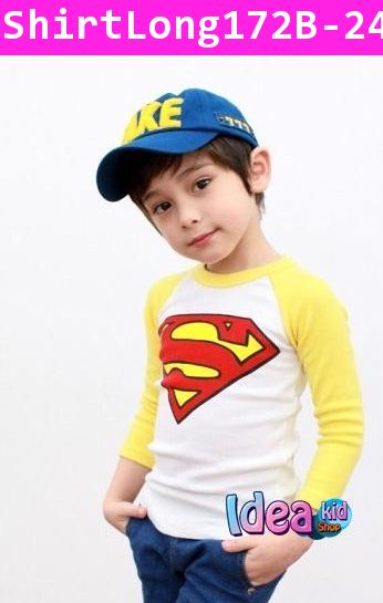 เสื้อแขนยาว Super Man ปราบเหล่าร้าย สีเหลือง