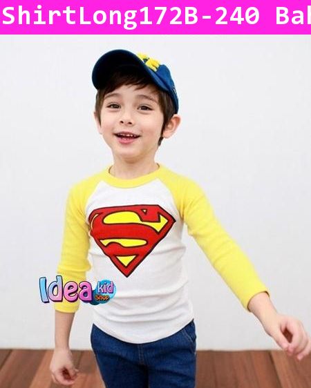 เสื้อแขนยาว Super Man ปราบเหล่าร้าย สีเหลือง