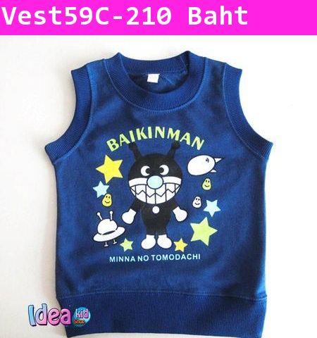 เสื้อแขนกุด ลาย BAIKINMAN สีน้ำเงินกรมท่า