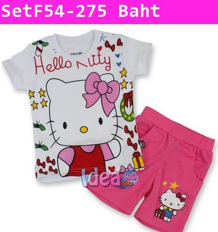 ชุดเสื้อกางเกง Hello Kitty หน้าเหลี่ยม