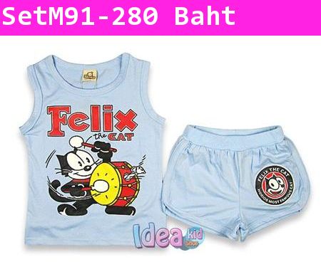 ชุดเสื้อกางเกง Felix the CAT สีฟ้า