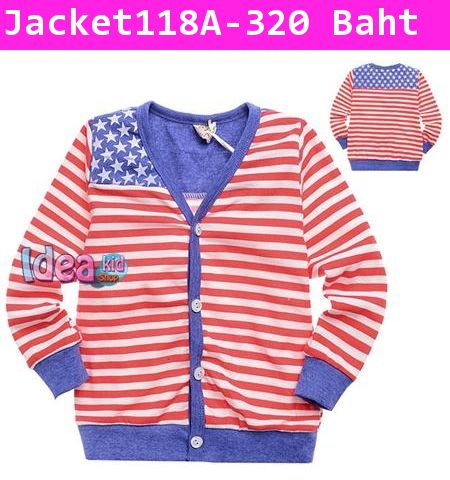 เสื้อแจ๊คเก็ตธงชาติ USA สีส้ม