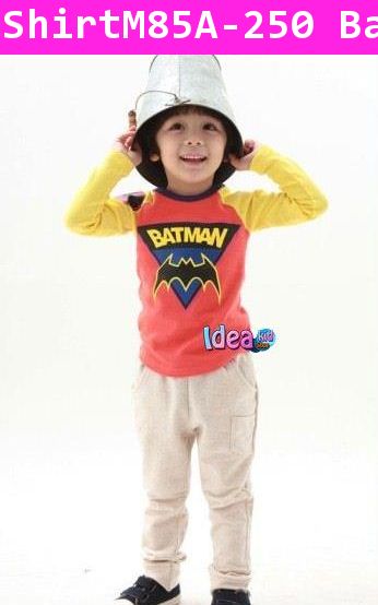 เสื้อยืดแขนยาว Super Batman สีส้มแขนเหลือง