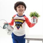 เสื้อยืดแขนยาว-Super-Batman-สีขาวแขนชมพู