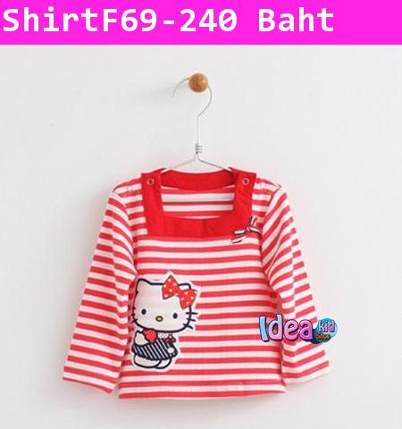 เสื้อแขนยาว Hello Kitty คอเหลี่ยม สีแดง