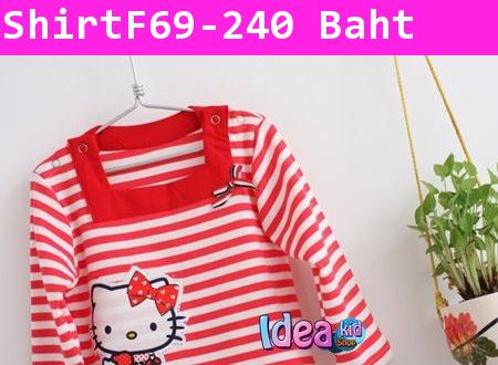 เสื้อแขนยาว Hello Kitty คอเหลี่ยม สีแดง