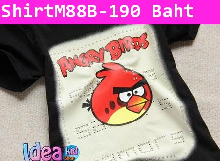 เสื้อแขนสั้น Angry Birds ติดเลื่อม สีดำ