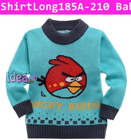 เสื้อสเวตเตอร์ Angry Birds สีเขียวน้ำทะเล