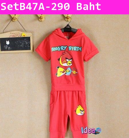 ชุดเสื้อกางเกง Angry Birdsมาเป็นแก๊งค์ สีแดงชมพู