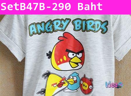 ชุดเสื้อกางเกง Angry Birdsมาเป็นแก๊งค์ สีเทา