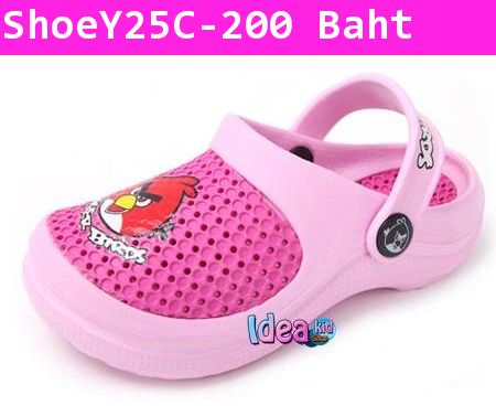 รองเท้าสไตล์ Crocs ลาย Angry Birds สีชมพู