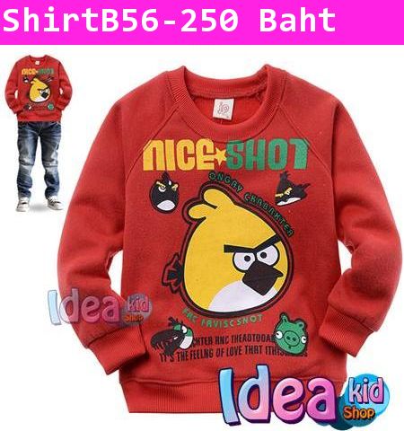 เสื้อแขนยาว Angry Birds Nice Shot สีแดง