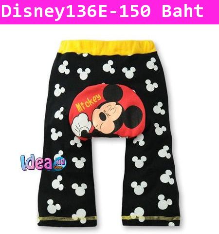 กางเกงก้นบานแฟนซี ลาย Mickey Mouse สีดำ