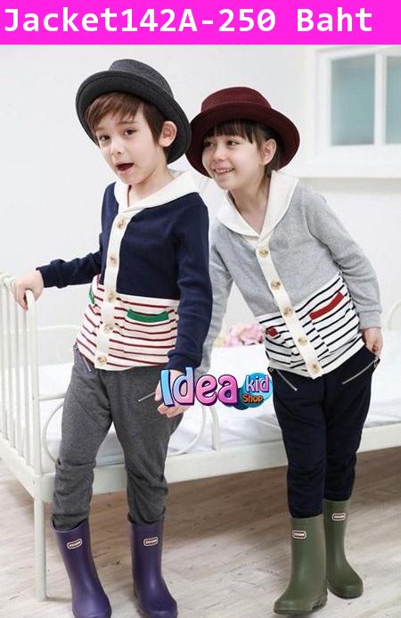 เสื้อแจ็คเก็ตวินเทจ BOY and GIRL สีกรมท่า