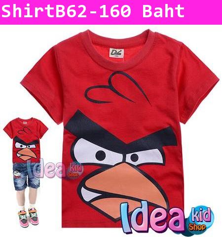 เสื้อแขนสั้น RED ANGRY BIRD หน้าใหญ่ สีแดง