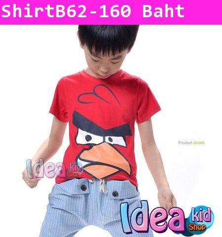 เสื้อแขนสั้น RED ANGRY BIRD หน้าใหญ่ สีแดง