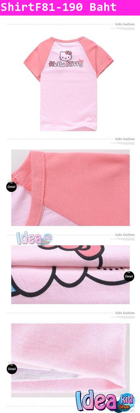 เสื้อแขนสั้น Hello Kitty จับห่วงยาง สีชมพู