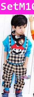 ชุดเสื้อกางเกง Super Mario สีฟ้า