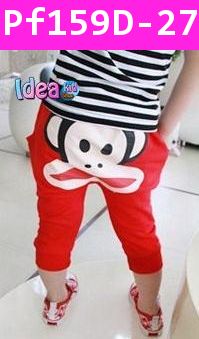 กางเกงขายาวสามส่วน PAUL FRANK หน้าใหญ่ สีแดงชมพู