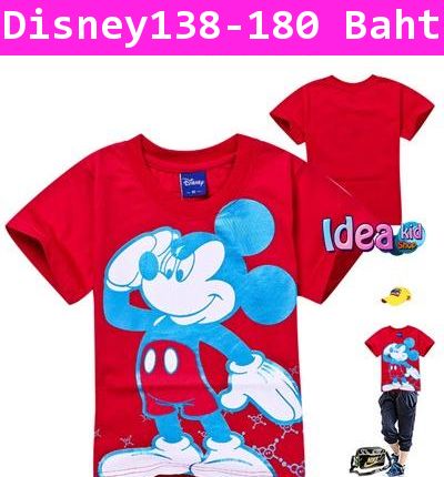 เสื้อแขนสั้น Mickey Mouse ทำความเคารพ สีแดง