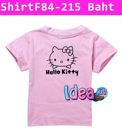 เสื้อแขนสั้น Hello Kitty คู่รัก สีชมพู