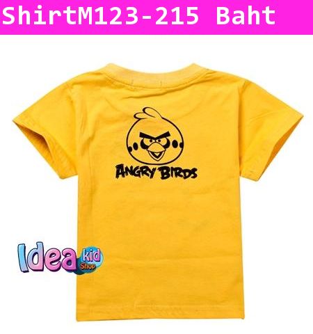 เสื้อแขนสั้น Angry Birds บนสเก็ตบอร์ด สีเหลือง