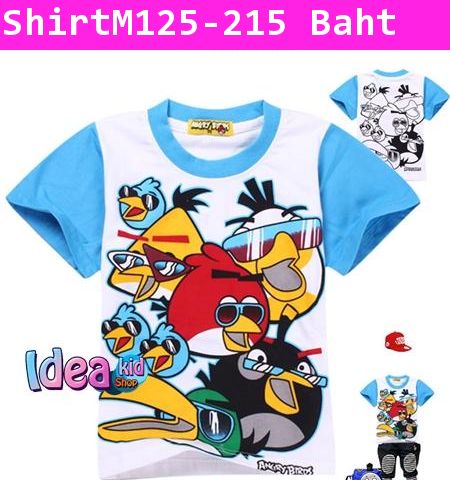 เสื้อแขนสั้น Angry Birds ใส่แว่นยกแก๊งค์