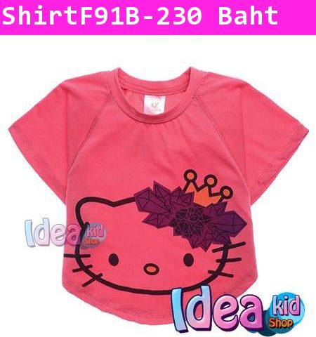 เสื้อแฟชั่นลาย Hello Kitty ทรงผีเสื้อ สีแดง